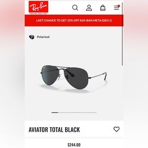 Ray Ban Aviator Total Black Polarized